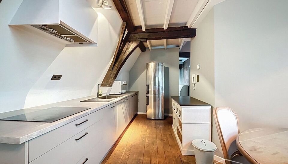 Uniek en authentiek appartement te huur op de derde verdieping, gelegen in de bekende Kammenstraat. Stap binnen in dit charmante appartement dat voorzien is van alle comfort.

De leefruimte met parketvloer baadt in natuurlijk licht en biedt zicht op de ka