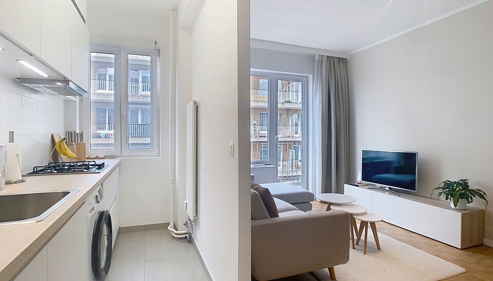 Dit gerenoveerd 1-slaapkamer appartement bevindt zich in een goed onderhouden gebouw. vlakbij Park Spoor Noord. Via de inkomhal betreedt u de lichtrijke woonkamer (ca.17m&sup2;) aan de achterzijde gelegen. De keuken (ca.7m&sup2;) bevindt zich aansluitend en is vo