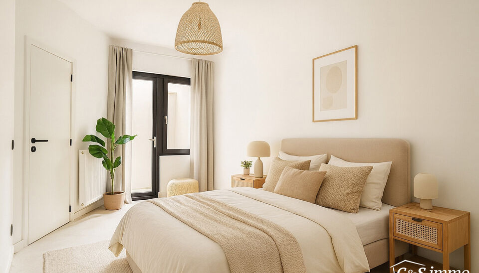 Stap binnen in dit smaakvol afgewerkte appartement, gelegen in een klasse vol gerenoveerd gebouw op wandelafstand van het centrum van Edegem.
De inkomhal biedt directe toegang tot de moderne open keuken, volledig uitgerust met hoogwaardige Siemens-toestel