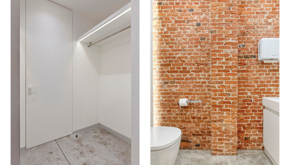 Welkom in Magazijn Julia &ndash; een voormalig pakhuis met paardenstallen en smidse, ontworpen in 1876 door Charles De Coster en gebouwd in een kenmerkende eclectische stijl. In dit monumentale gebouw bevindt zich op de eerste verdieping een luxueuze kantoor-